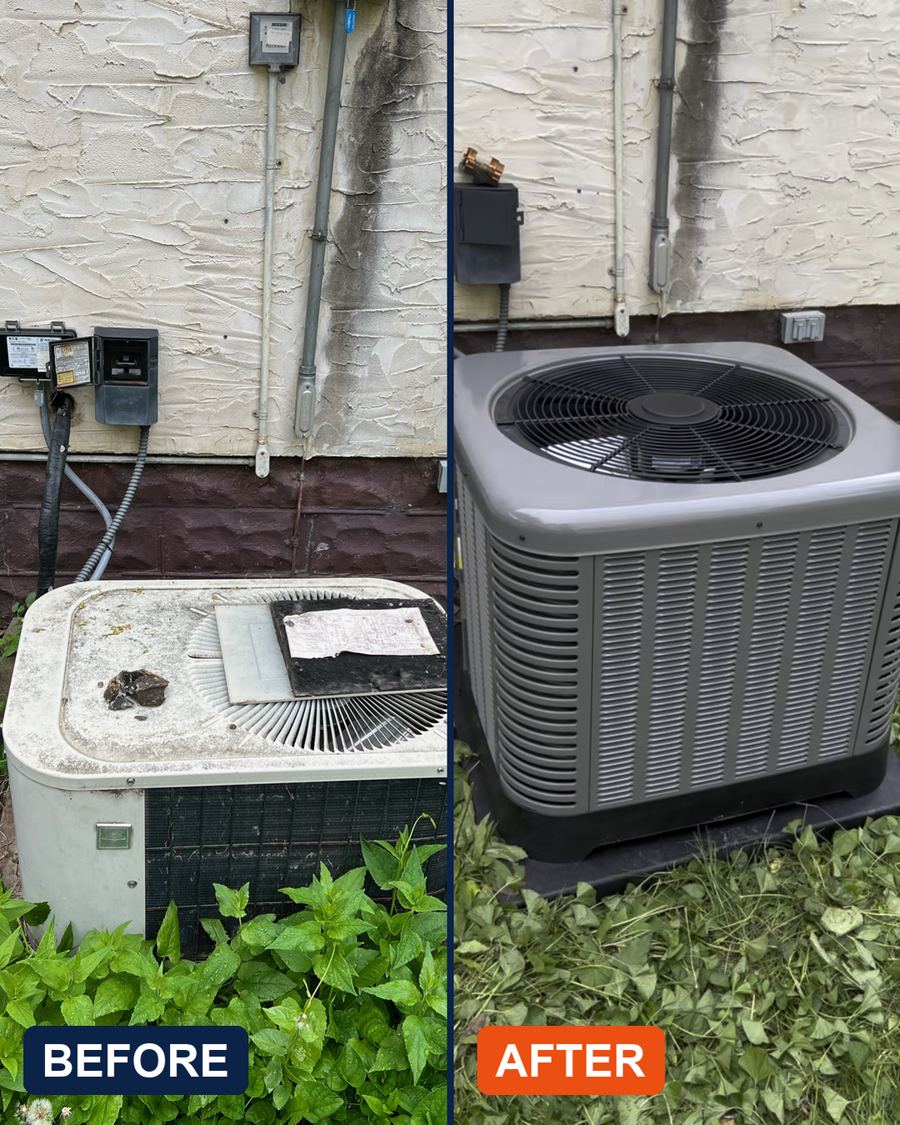 Old air conditioner out, new one in